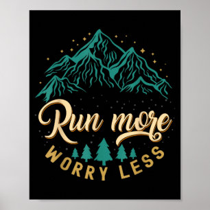 Run more worry less running and jogging vintage poster