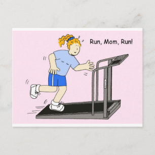 Run Mum Run Lady on Treadmill Postcard