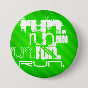 Run; Neon Green Stripes 7.5 Cm Round Badge