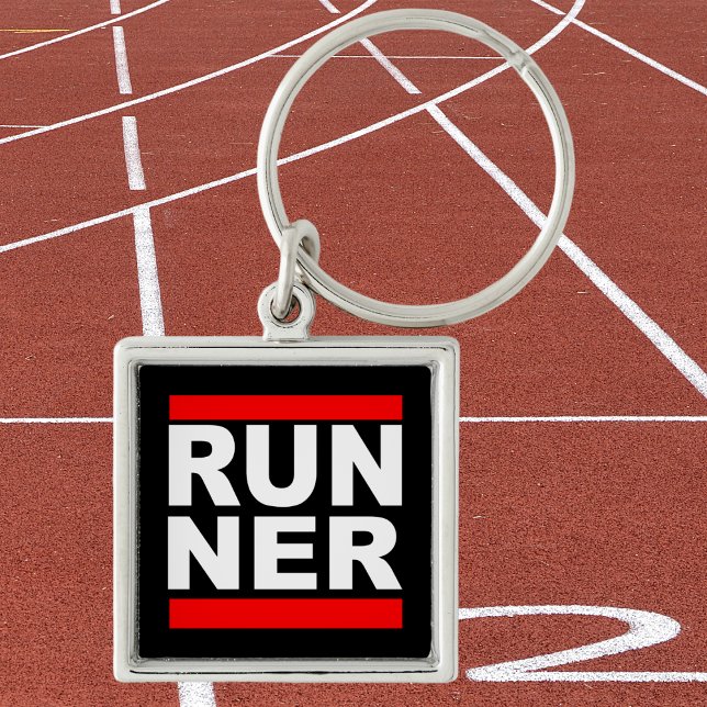Run Ner Funny  Hip Hop Running Satire  Key Ring (Unlock your potential with our sleek 'run-ner' keychain.)