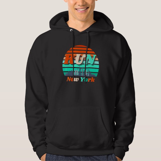 Run New York Sunrise City Silhouette Celebrate Run Hoodie (Front)