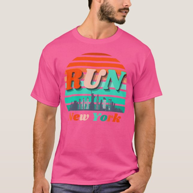 Run New York Sunrise City Silhouette Celebrate Run T-Shirt (Front)