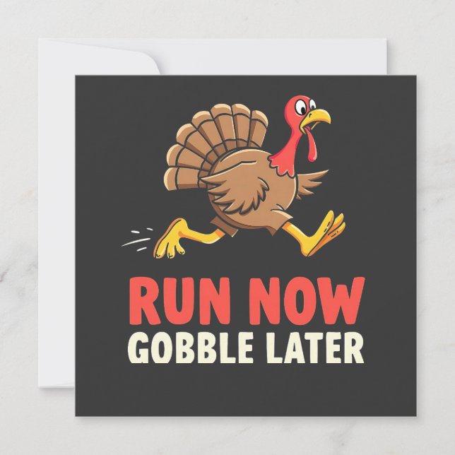 Run Now Gobble Later Turkey Runner Marathon  Save The Date (Front)