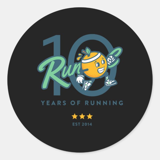 Run Oc 10 Year Anniversary  Classic Round Sticker (Front)