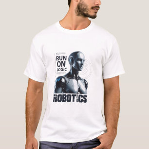 Run On Logic" Humanoid Robot T-Shirt   Funny Progr