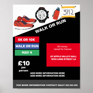 RUN OR WALK fundraiser poster