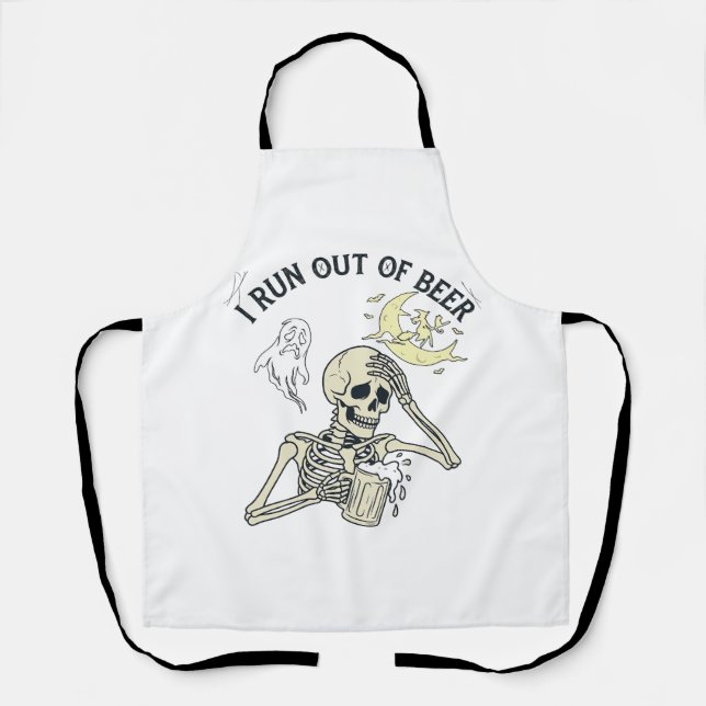 Run Out Beer Skeleton Ghost Moon Halloween_1 Apron (Front)