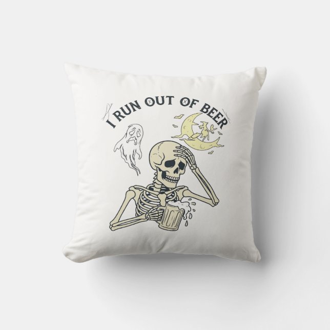 Run Out Beer Skeleton Ghost Moon Halloween_1 Cushion (Front)