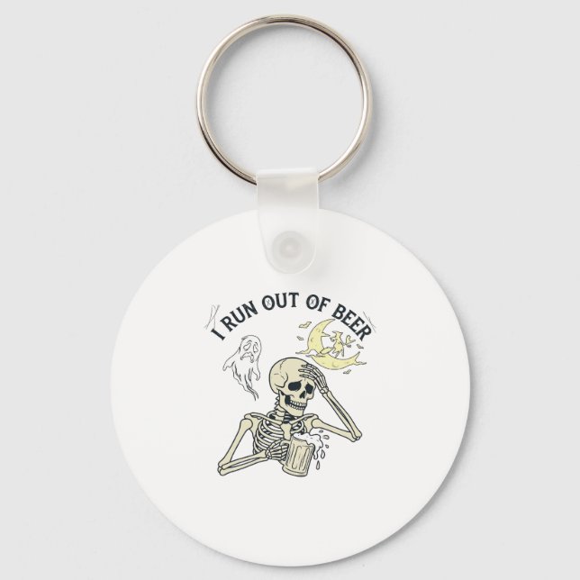 Run Out Beer Skeleton Ghost Moon Halloween_1 Key Ring (Front)