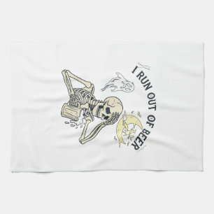 Run Out Beer Skeleton Ghost Moon Halloween_1 Tea Towel