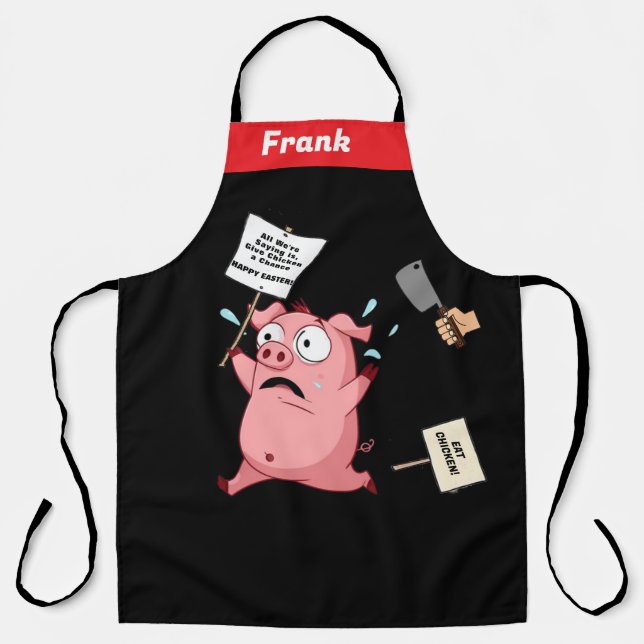 Run Pig Run! Polyester - Stain-Proof & Hilarious Apron (Front)