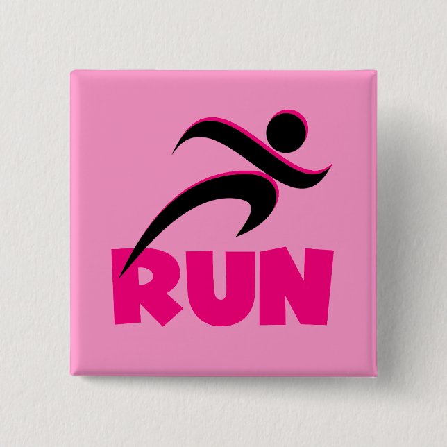 RUN Pink 15 Cm Square Badge (Front)