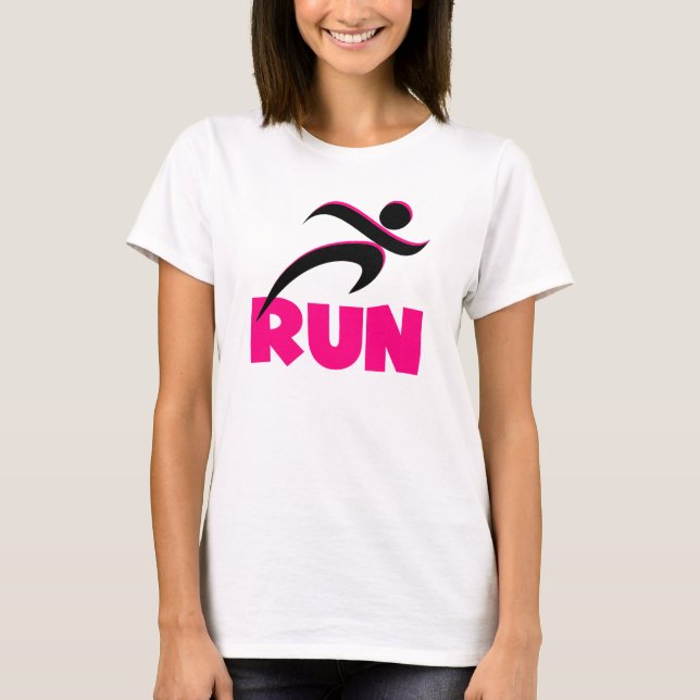 RUN Pink Fitness Running T-Shirt (Front)
