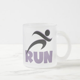 RUN Purple Frosted Glass Coffee Mug