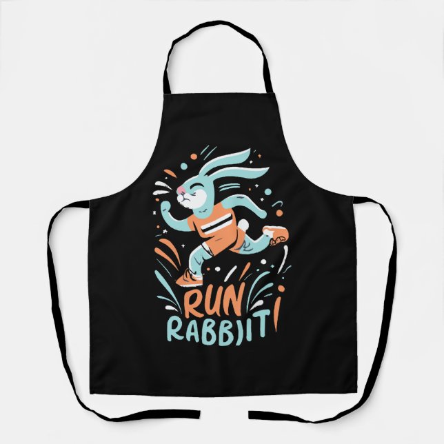 run rabbit marathon runner bunny cute apron (Front)