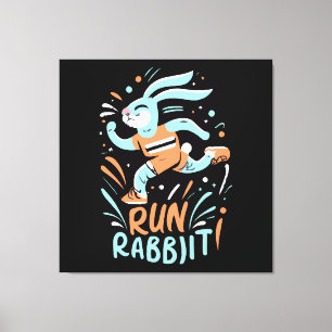 run rabbit marathon runner bunny cute canvas print
