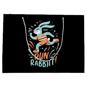 run rabbit marathon runner bunny cute large gift bag