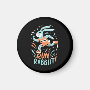 run rabbit marathon runner bunny cute magnet