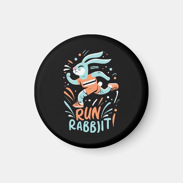 run rabbit marathon runner bunny cute magnet (Front)