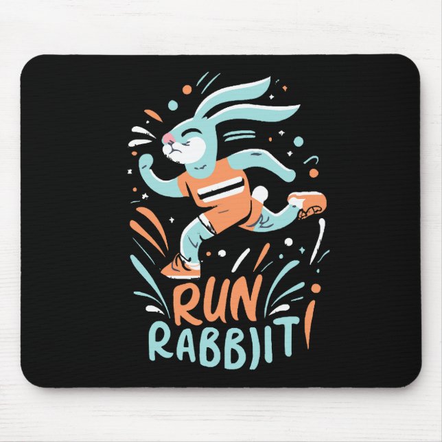 run rabbit marathon runner bunny cute mouse mat (Front)