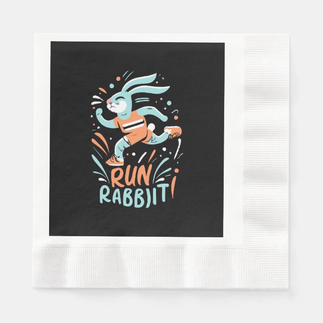 run rabbit marathon runner bunny cute napkin (Front)