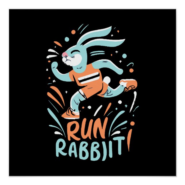 run rabbit marathon runner bunny cute poster (Front)