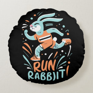 run rabbit marathon runner bunny cute round cushion