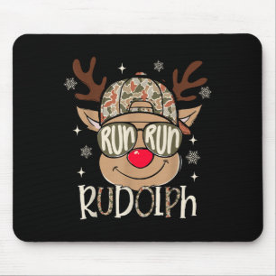 Run Rudolph Santa's Reindeer Christmas Camo Boys T Mouse Mat