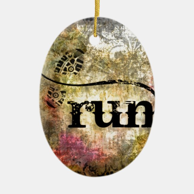 Run/Runner by Vetro Jewellery Ceramic Tree Decoration (Front)