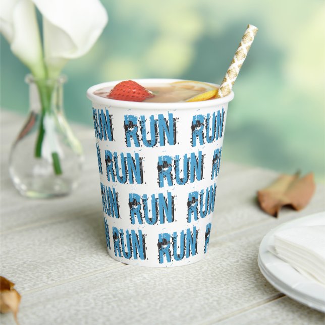 RUN Runner themed Typography Paper Cups (Insitu)