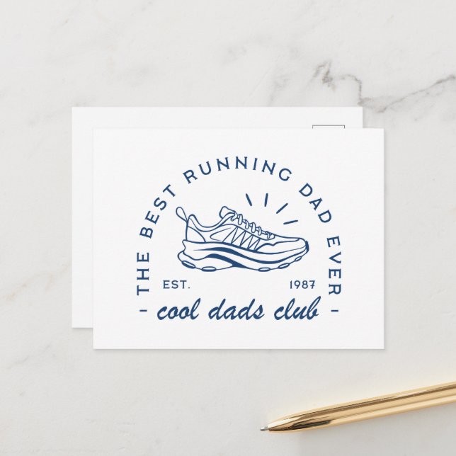 Run running cool dad club best runner funny quotes holiday postcard (Front/Back In Situ)