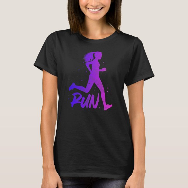 Run Running Girl Marathon Track and Field Runner T-Shirt (Front)