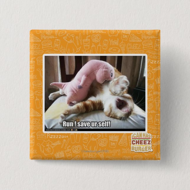 Run! Save ur self! 15 Cm Square Badge (Front)