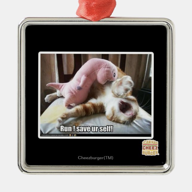 Run! Save ur self! Metal Tree Decoration (Front)