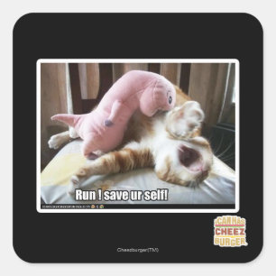 Run! Save ur self! Square Sticker