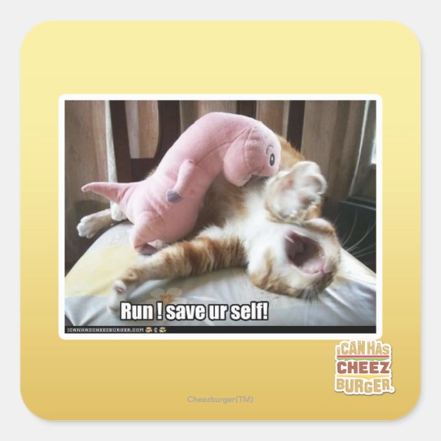 Run! Save ur self! Square Sticker (Front)