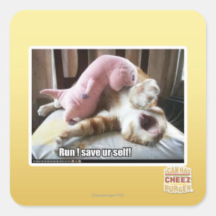 Run! Save ur self! Square Sticker