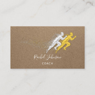 Run Sport Coach Athlete Logo Instructor QR Code Business Card
