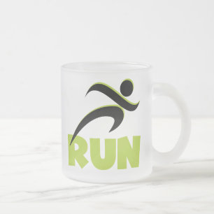 RUN Spring Green Frosted Glass Coffee Mug