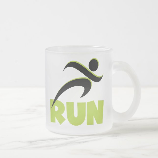 RUN Spring Green Frosted Glass Coffee Mug (Right)
