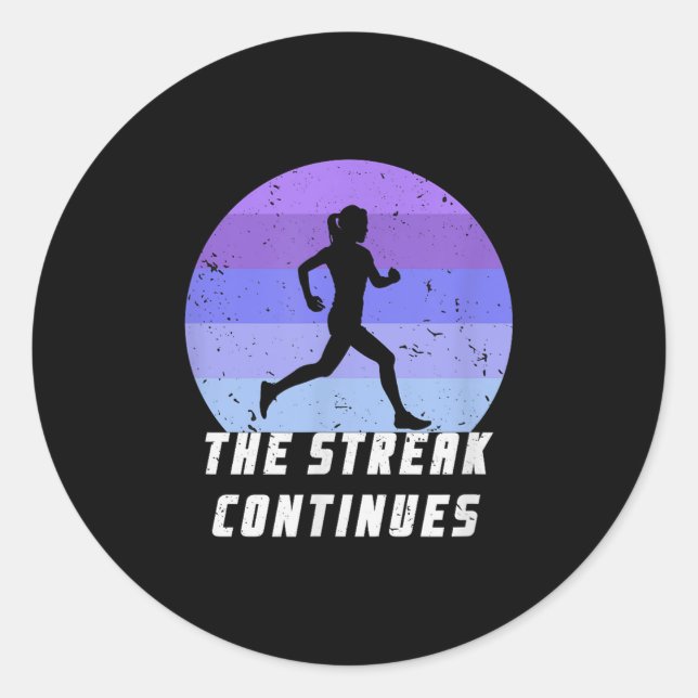 Run Streak 365 Running Daily Runner Silhouette Mot Classic Round Sticker (Front)