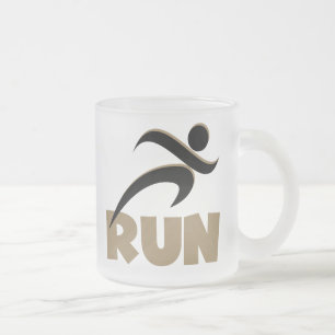 RUN Tan Frosted Glass Coffee Mug