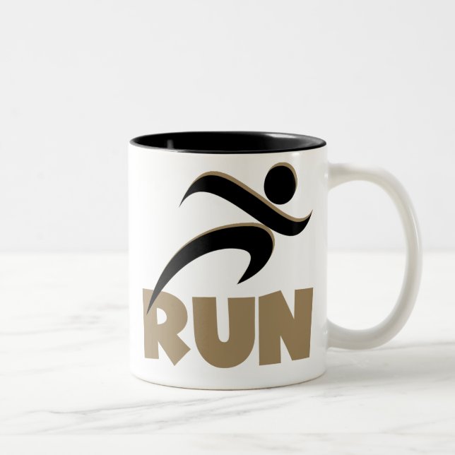 RUN Tan Two-Tone Coffee Mug (Right)