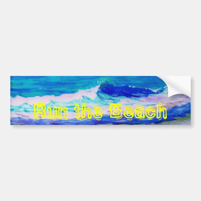 Run the Beach Bumper Sticker (Front)