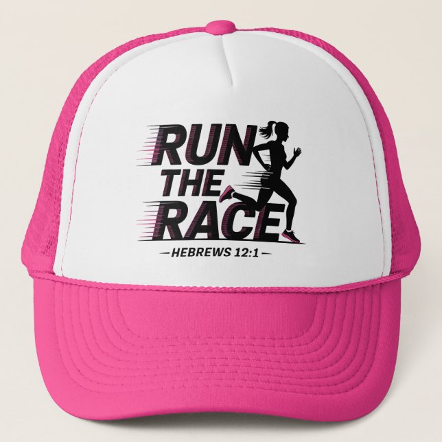 Run The Race Hebrews 12:1  Trucker Hat (Front)