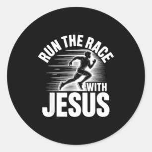 Run The Race With Jesus Motivational Quote Classic Round Sticker