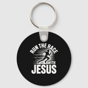 Run The Race With Jesus Motivational Quote  Key Ring