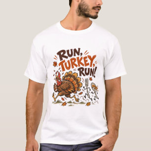 Run Turkey Run Funny Thanksgiving Football T-Shirt