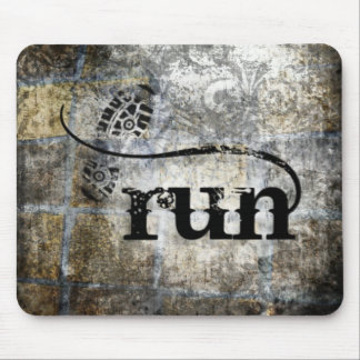 Run w/Shoe Grunge by Vetro Jewellery & Designs Mouse Mat