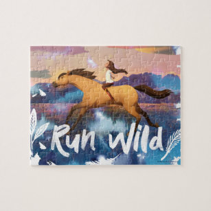 "Run Wild" Lucky Riding Spirit Watercolor Jigsaw Puzzle